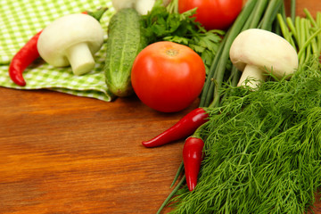 Cooking concept. Groceries on wooden table