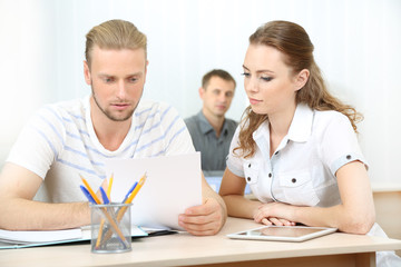 Office workers at work