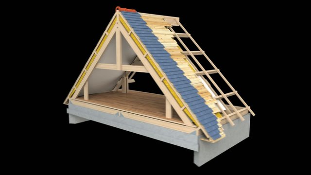 Footage showing stages and materials in roof construction