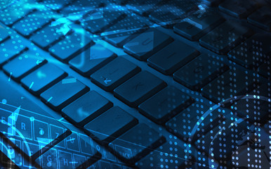 Keyboard with glowing icons