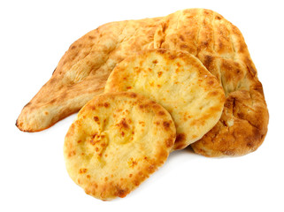 Pita breads isolated on white