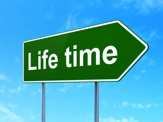Time concept: Life Time on road sign background