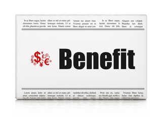 Finance news concept: newspaper with Benefit and Finance Symbol