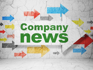 News concept: arrow whis Company News on grunge wall background