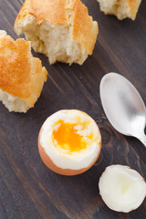 Soft egg with fresh baguette