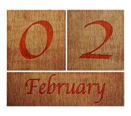 Wooden calendar February 2.