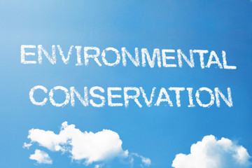 Environmental conservation a cloud word on sky