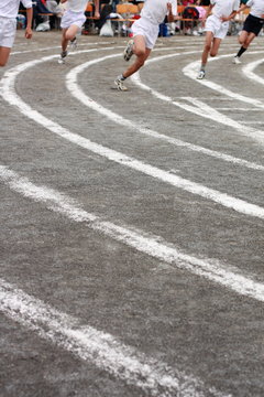 School kids running in sport day