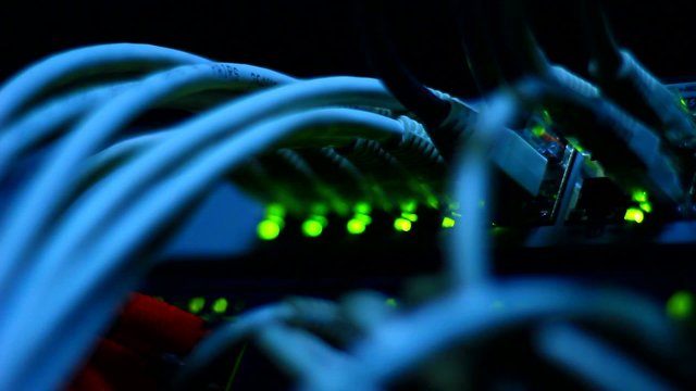 Working Ethernet computer close up.