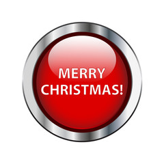 Red merry christmas button with silver border