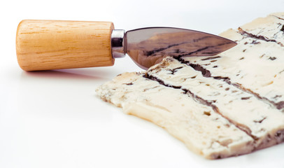 triangular piece of creamy gorgonzola