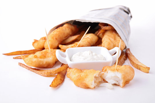 Fish And Chips Isolated