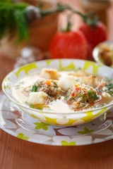 Tomato soup with meatballs