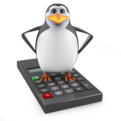 Penguin on a big calculator