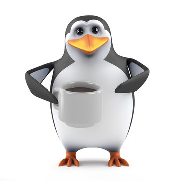 Penguin has a cuppa