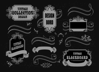 Collection of banners and borders on a black background