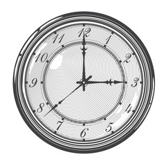 Vector illustration  of  vintage clock in engraved style