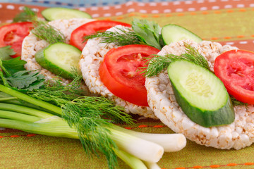 Puffed rice crackers sandwiches