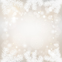 Christmas background with lacy snowflakes and fir branches - 57946595