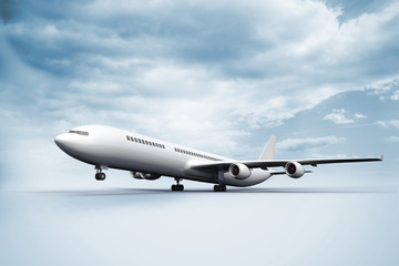 3D plane taking off white ground