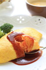Japanese food, Omelete rice with sauce