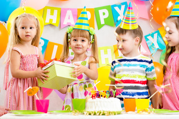 group of kids at birthday party