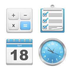 Office Icons - Calculator, Clipboard, Calendar and Clock