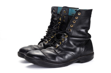 View of used polished israeli army boots