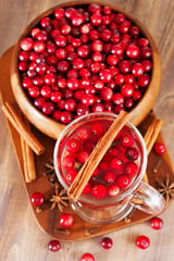 Hot mulled wine with berries