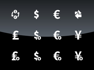 Exchange Rate icons on black background.