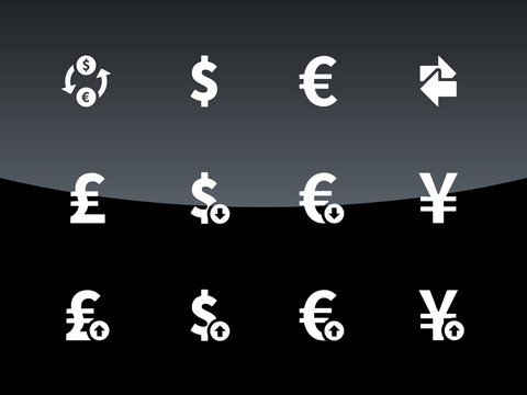 Exchange Rate icons on black background.