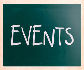 "Events" handwritten with white chalk on a blackboard © Nenov Brothers