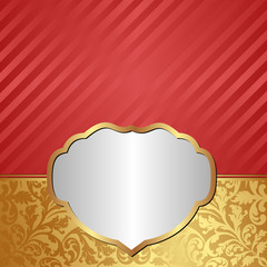 gold red background with ornaments and silver frame