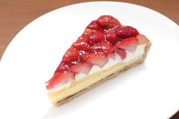 Tart Strawberry Cake on White dish