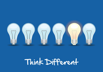 Row of light bulb concept. Think Different