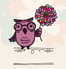 Owl on holiday background