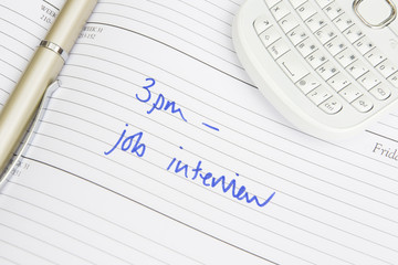 Time For Job Interview Written In Diary