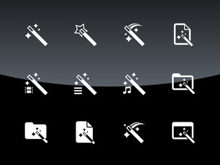 Magician icons on black background.