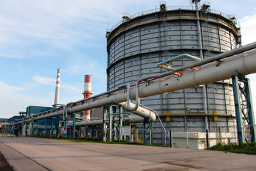 Storage tank and pipe in factory