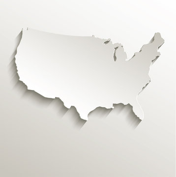 USA map card paper 3D natural