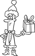 christmas elf cartoon coloring page