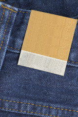 blue denim with paper tag