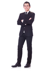 Young pilot isolated on the white