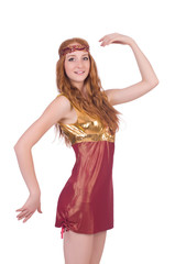 Woman in eastern dress isolated on white