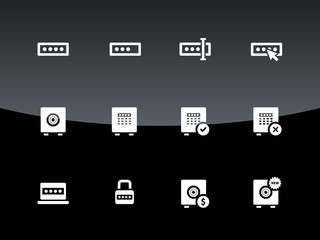 Password icons on black background.