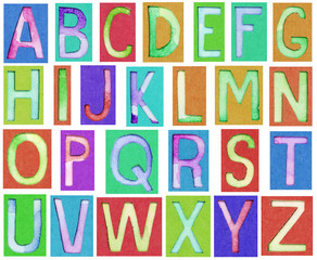 alphabet letters made from paper and watercolor