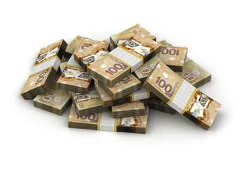 Obraz na płótnie Canvas Stack of Canadian Dollar