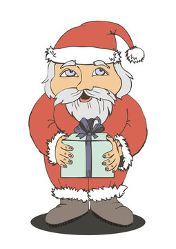 illustration of Santa Claus with a gift in their hands