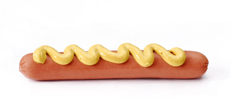 Salchicha con mostaza,hotdog.