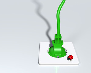 Ecological plug with ladybug on socket
